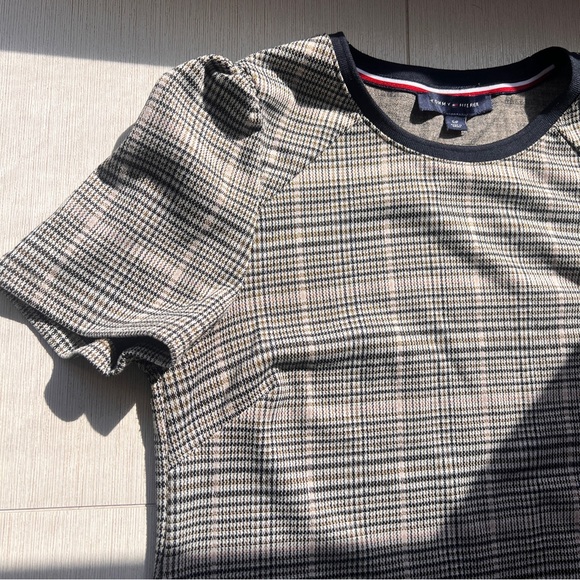 Tommy Hilfiger mod navy blue, khaki and white checkered dress size small - Picture 3 of 6
